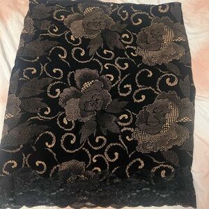 Style & Co. Black and Gold Floral Pencil Skirt